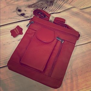 Red leather purse